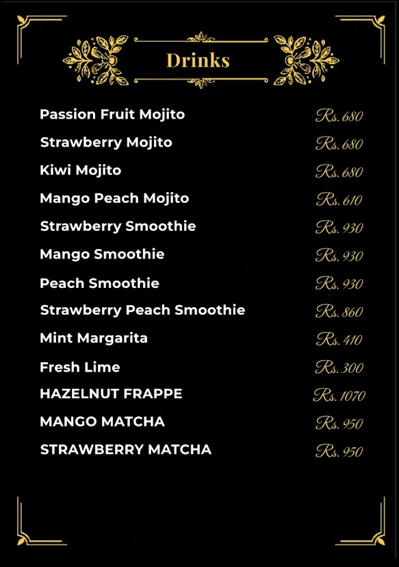 Olive Fork printed menu: Drinks