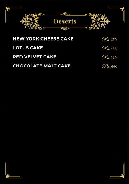 Olive Fork printed menu: Desserts