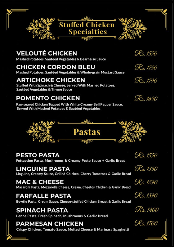 Olive Fork printed menu: Chicken & pasta