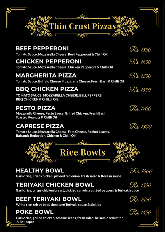 Olive Fork printed menu: Pizza & bowls