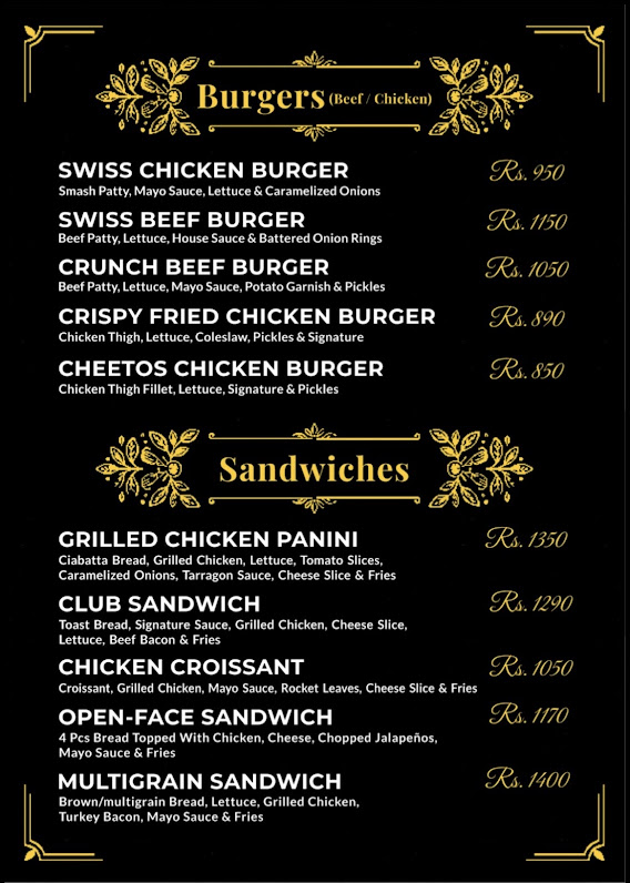 Olive Fork printed menu: Burgers & sandwiches